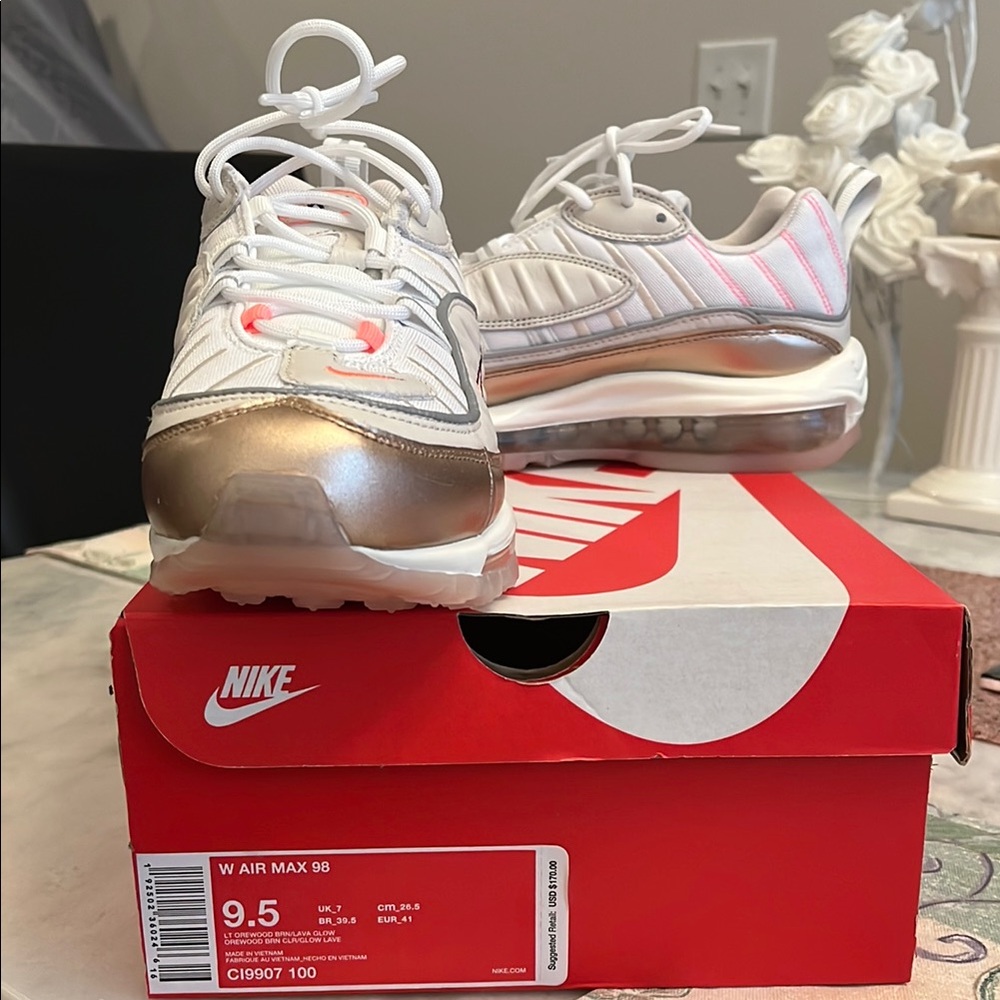 Nike Air Max 98 Sneakers - White/Gold/Pink